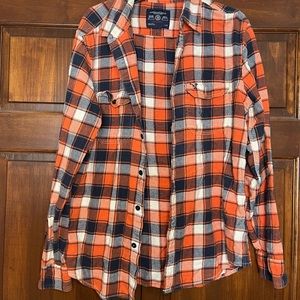 Women’s Orange White and Blue American Eagle Flannel Large